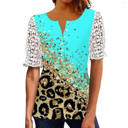 Women's T Shirts Spring And Summer Short Sleeved Women's Printed Womens Tops 1x Sheer Crop Top Long Sleeve Silk Blouse