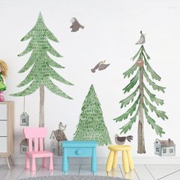 Wall Stickers Pine Tree Bedroom Living Room Backdrop Decoration Self-Adhesive Large Green Plant Wallsticker Kids Decor