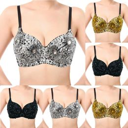 Stage Wear Womens Strapless Bras Belly Dance Bra Order Bead Chrysanthemum Six Flower Night