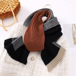 Scarves Winter Warm Solid Knitted Splice Women Scarf Korean Style Cashmere Neckerchief Elastic Yarn Bufanda Echarpe Sjaal