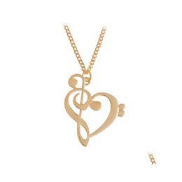 Pendant Necklaces Hollow Heartshaped Musical Note Clavicle Chain Necklace Female Style Gsfn404 With Mix Order Drop Delivery Jewelry P Dhqgl