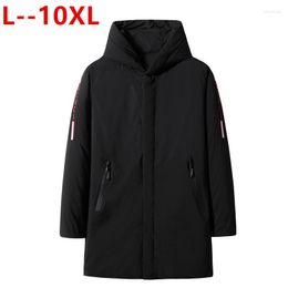 Men's Down Plus Size 10XL 8XL 6XL 5XL Winter Long Cotton Padded Jacket Coat Men Black Parka Hoodies Thick Quilted