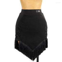 Stage Wear 2023 Latin Dance Skirt Adult Women Black Fringe Cha Training Clothes Samba Rumba Salsa Practice DNV15871