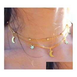 Pendant Necklaces Womens Mtilayer Simple And Exquisite Lasso Moon Star Necklace Strong Chain Gsfn443 With Mix Order Drop Delivery Je Dhx04