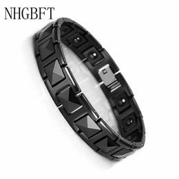 Bracelets NHGBFT Charm Magnetic Health Care Link Bracelets for Women Mens Black Ceramic Bracelet Bangle