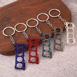 New Colorful Cylinder Engine Gasket Keychains for Man Trending Metal Key Ring Car Refitting Creative Keychain Gift for boyfriend