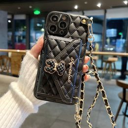 designer phone cover Case for huawei Classic Style Bear Card Wallet Cross Body Lanyard smartphone Protective Case