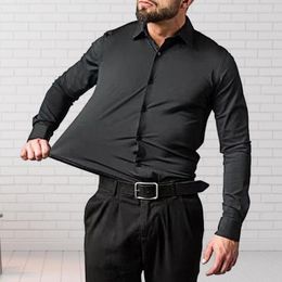Men's Casual Shirts Men Business Shirt Slim Fit Dress-up Plus Size Anti-wrinkle Spring For Meeting