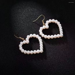 Dangle Earrings Korean Version Of Pearl Love Sweet And Thin Light Luxury Ear Hook Accessories Temperament Lovely Pea