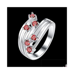 Three Stone Rings Womens Sterling Sier Plated Red Flower Zircon Ring Gssr368 Fashion 925 Plate Drop Delivery Jewelry Dhdjr