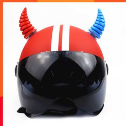 New 2pcs Motorcycle Helmet Devil Horns Long Threaded Bull Horn Electric Front Rear Bumper Decor Accessories for Car Helmets Sticker