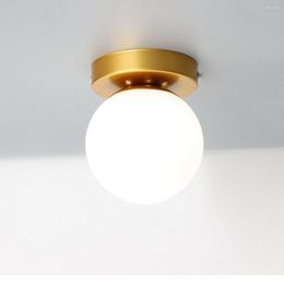 Ceiling Lights Nordic Modern Minimalist Round Glass Ball Lamp Creative Entrance Hall Aisle Corridor Gypsophila Fixtures 90-260V