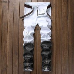 Men's Jeans Mens Jeans Straight Ripped Jeans For Men 2018 Zipper Denim Men Fashion Designer Pants Black White Jean Male Size 30-40 L230520