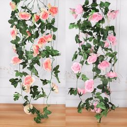 Decorative Flowers 95cm Artificial Flower Garland Silk Rose Ivy Vine Fake Plants Rattan For Wedding Home Garden Hanging Decor Birthday Party