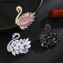 Brooch Swan Black Animal Rhinestone Lapel Pins Swan Brooches Designer For Women Animal Pin Elegant Wedding Accessories Jewelry