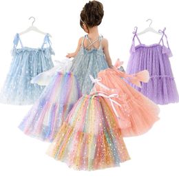 Girl's Dresses Summer Gauze Girl Hanging Binding Fairy Fluffy Ski Ceremony Ball Dress Children's Strapless Tank Top G220523