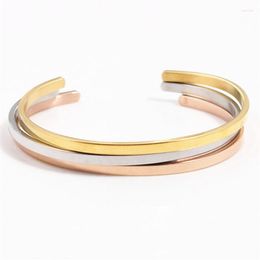 Bangle Plain ID Stainless Steel Titanium Silver Rose Gold Message Bracelet 2023 Inspirational Mantra Bracelets