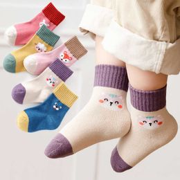 Socks 5 pairs/batch of children's cotton boys girls baby fashion soft cute cartoon warm socks set autumn and winter teenagers 1-12Y children G220524