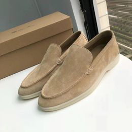 23S Summer Walk Loafers Designer sneakers Khaki Suede Women Flats Round Toe Slip On Men Moccasins Casual Driving Runway Lazy Loafers Wedding Dress Shoes box