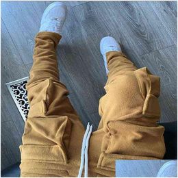 Men'S Pants 2021 Fall Winter Streetwear Mens Cargo Pockets Sweat Casual Trousers Jogging H220804 Drop Delivery Apparel Clothing Dhq7H