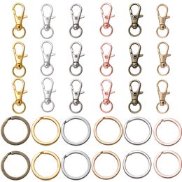 20Pcs Split Key Ring Swivel Lobster Clasp With Key Ring Connectors For Bag Belt Dog Chains DIY Jewelry Making Accessories