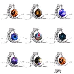 Pendant Necklaces Mens And Womens Star Sky Moon Sweater Chain Time Gem Glass Necklace Gsfn205 With Mix Order 20 Pieces A Lot Drop De Dhnsz