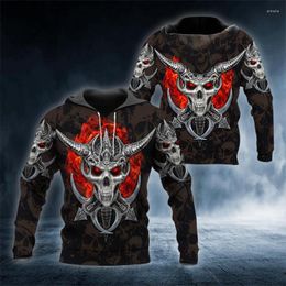 Men's Hoodies Red Tattoos Viking Warrior Skull 3D All Over Printed Hoodie Men Sweatshirt Streetwear Zip Pullover Casual Jacket Tracksuit