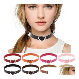 Chokers Brand Harajuku Soft Sister Pu Leather Punk Gott Peach Heart Buckle Collar Neck Wfn223 With Chain Mix Order 20 Pieces A Lot D Dhezn