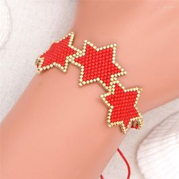 Strand ORZTOON Fashion Boho Ethnic Seed Beads Miyuki Bracelets For Women Red Five Pointed Star Wrap Bracelet Trendy Female Jewellery Gift