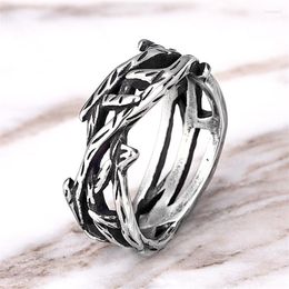 Cluster Rings Victory Olive Branch Mens Hollow Out Stainless Steel Punk Retro Couple For Men Biker Jewellery Creativity Gift
