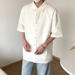 Men's Casual Shirts Summer Linen Shirt Men Fashion Social Mens Dress Korean Loose Short Sleeved Oversized M-2XL
