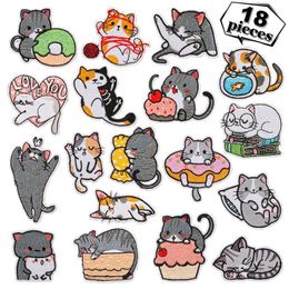 20PSCSewing Notions Tools Cute cartoon cat patch Embroidery on children's clothing Animal interesting embroidery accessories Iron P230524