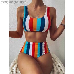 Women's Swimwear High Waist Bikini 2022 Sexy Striped Swimsuit Women Swimwear Female Push up Bikini Set Swimming Wear for Bathing Suit Swimsuits T230524