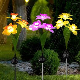 Head LED Solar Simulation Daffodil Light Garden Yard Lawn Night Lamp Landscape Home Decoration 2PCS