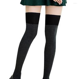 Sports Socks Women Cotton Thigh Black Grey Colour Over The Knee High Sock Female Casual Leisure Wear Tight Slim Breathable Long Stocking