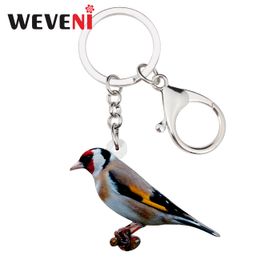 WEVENI Acrylic European Goldfinch Bird Key Chains Holder Ring Fashion Jewellery For Women Girl Car Bag Pendant Charms Keychain New