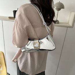 Evening Bags Women Shoulder Bag Large Capacity Bright PU Underarm Knotted Straps Fashion Simple Solid Portable Ladies Shopping