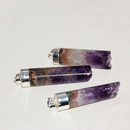 Pendant Necklaces Long Purple Crystal Stone For Women 2023 Raw Cylinder Column Geode Druzy Quartz Jewelry Making Pendulum Spiritual PolishPe