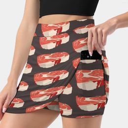 Skirts Steak Illustration Women's Skirt Sport Skort With Pocket Fashion Korean Style 4Xl Meat Lover For