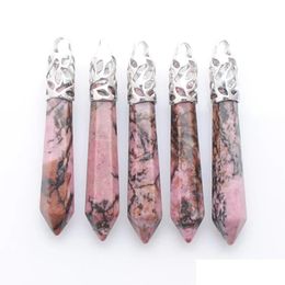 Pendant Necklaces Natural Gem Stone Hexagon Pillar Healing Rhodonite Suspension For Women Men Trendy Jewellery N3826 Drop Delivery Pend Dhypg