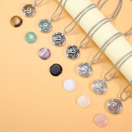 Pendant Necklaces Natural Stone Crystal Necklace Rose Quartz Black Onyx Charms For Women Fashion Jewellery Reiki Heal Gifts