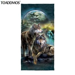 TOADDMOS Bath Towel Cool 3D Animal Wolf Pattern Fashion Travel Beach Towels for Adult Kids Quick Dry Soft Portable Face Towels