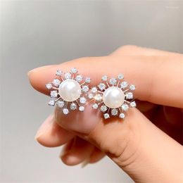 Stud Earrings Delicate Simulated Pearl Women Temperament Sweet Girl Ear Piercing Birthday Gift Statement Jewellery
