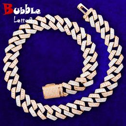 Necklaces Bubble Letter Iced Out Cuban Link Chain Baguette Charms Men Necklace Real Gold Plated Hip Hop Jewelry