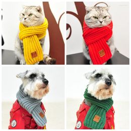 Dog Apparel Cotton Knitting Warm Pet Cat Scarves Large Medium Scarf Teddy Chihuahua Tie Winter Accessories Collar Supply