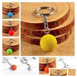 Key Rings Ship Football Basketball Golf Simation Plastic Pendant Keychain Gifts R172 Mix Order 20 Pieces A Lot Keychains Drop Delive Dhyak