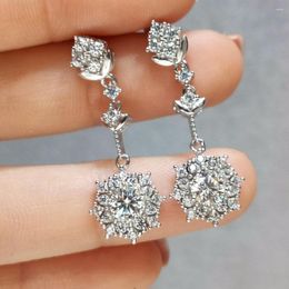 Cluster Rings Diamond Test Past 0.5 Round Brilliant Cut D Colour Moissanite Drop Earrings VVS1 Gemstone Plant Gift