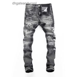 Denim amirres Jeans Designer Pants Man Amr trend new light grey jeans wash hot stamping graffiti make old slim small straight leg trousers youth trend S223