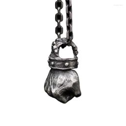 Chains Boho Handmade Angry Fist Hammering Gesture Pendant Necklace Steampunk Chain Necklaces For Women Men Hip Hop Jewellery Accessories
