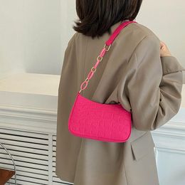 Evening Bags 2023 Shoulder Bag Women's Fashion Versatile Stone Pattern Chain Underarm Rose Red Black High Quality Handbag